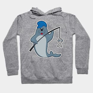 Seal at Fishing with Fishing rod & Fish Hoodie